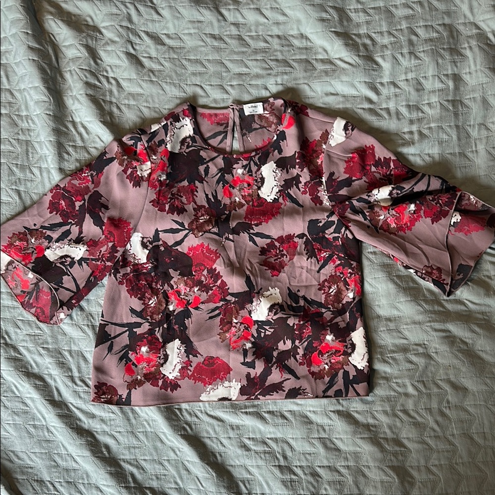 Wilfred Red and White Graphic Boxy Blouse 3/4 Sleeve